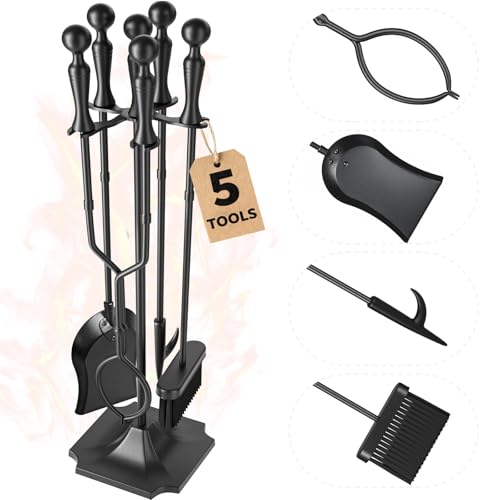 AMAGABELI Garden & Home 5 Pcs Fireplace Tools Sets 31