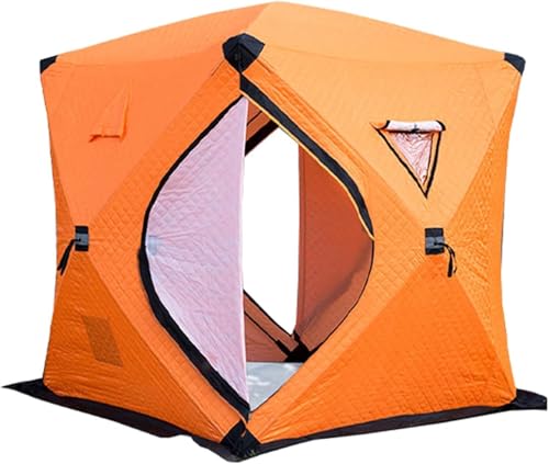 Eisangelzelt Pop-Up-Unterstand für 6-10 Erwachsene, isoliertes 420D Sechseck-Design, großer Angelbereich, einfach aufzubauen