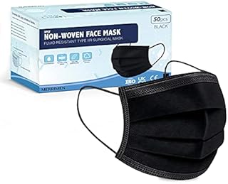 KEPLIN Face masks, 3 Layer protective, Children disposable face masks, Comfortable ear loops, Black Face mask, Pack of 50