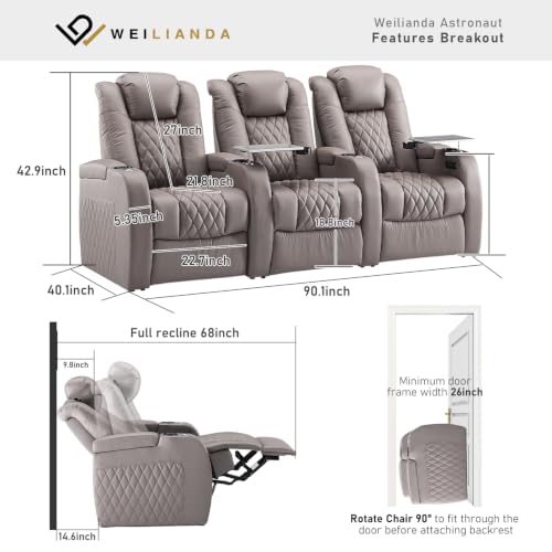 Image of Weilianda Home Theater Seating, Top Grain Leather Movie Theater Chair