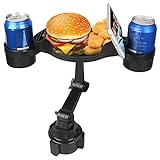 KOCASO Cup Holder Expander with Tray for Car,360° Rotation Expandable Base Dual Cup Holder Tray Table with Phone Slot, Ajustable Arm Cup Holder Table for Car,All Purpose Cup Holder for Car