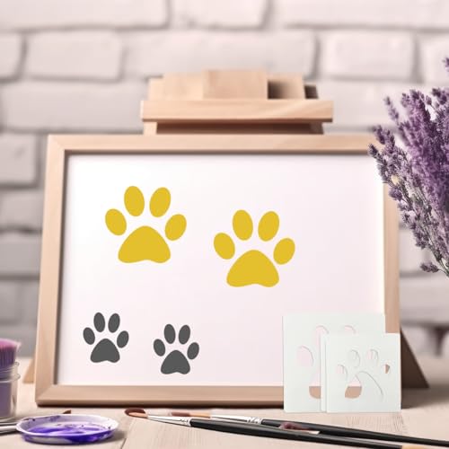 Paw Stencil, 8Pcs Large Dog Paw Stencil for Painting,Cute Bear Cat Paw Print Stencils Template Reusable Plastic Animal Paw Paint Stencil for Crafts Art Painting on Wood Paper Flag Wall Home Decor - Thumbnail 3