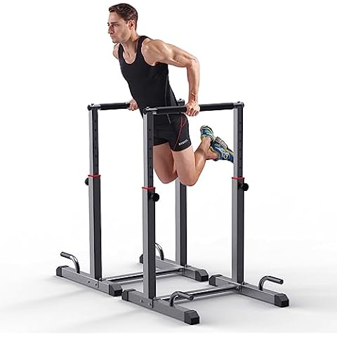 K KiNGKANG Dip Bar Station Set, 9 Level Adjustable, 1200lbs Heave Duty Dip Station for Full Body Workout Fitness,Functional Parallettes Bars Cover