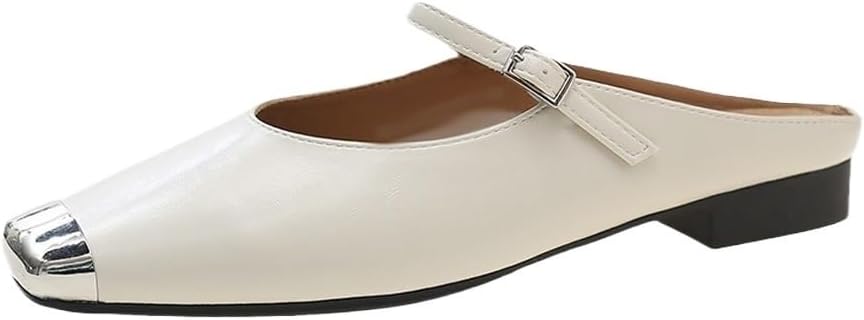 [エイチディーティーシーエスエム] 包頭ハーフスリッパ、平底の怠け者のシングルシューズとサンダルを履いた女性用