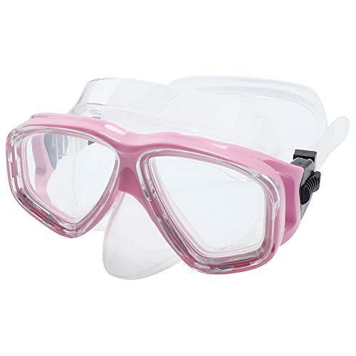TLOG Scuba Mask Full Face Snorkel Mask Diving Mask Snorkeling Mask Diving Goggles Silicone Swimming Glasses Scuba Free Diving Anti-Leak Anti-Fog Neoprene Strap Cover Impact Resistance (Pink)