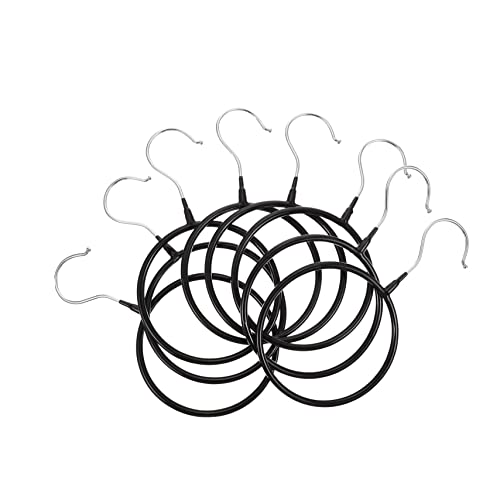 Vaguelly Organisateur De Placard Porte-écharpes Antidérapant 8 Pièces Grand Format en Fer Plastifié Noir Cintres à Foulards Maison Rangement Suspendu