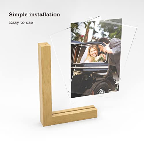 Semeth Picture Frame 2 Pack, Wooden Photo Frames With L Wood Base And High Definition Acrylic Glass Covers For Tabletop Or Desktop Photo Display (4X6,Yellow) #TOP4