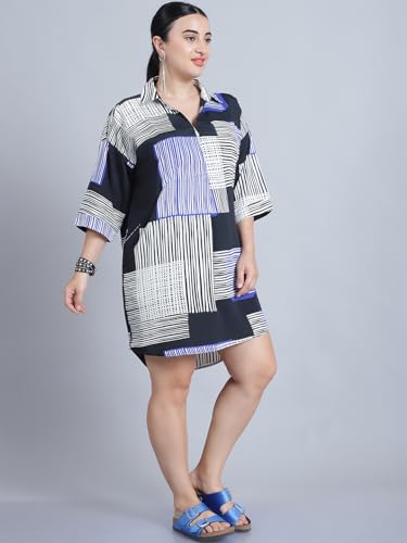 Image of Women's Shirt Collar & 3 /4th Sleeves Printed Long Top