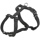 TRIXIE Premium H-Harness Cinturino completamente regolabile per cani, Nylon, Nero, M-L:52-75 cm/20 mm