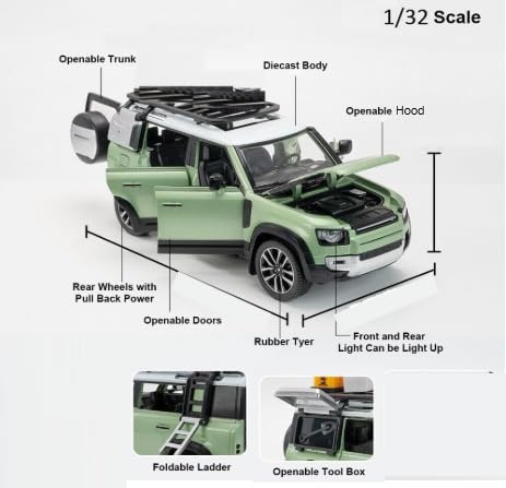 Image of Kammateswara Kids die cast car 1:32 Scale Model Metal Pullback Toy car with Openable Doors & Light Music(Random Color as per Stock) (Defender)