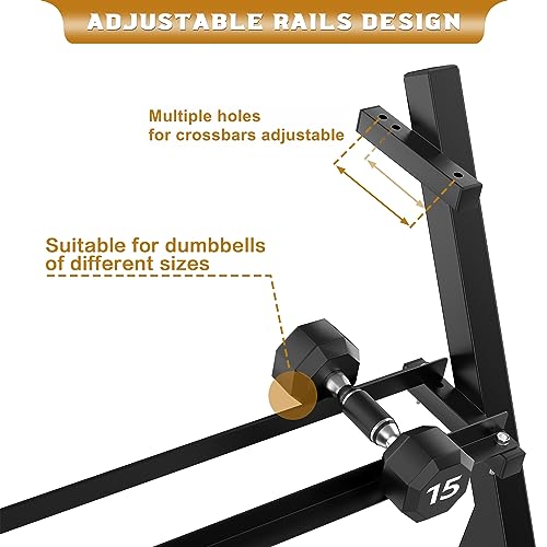 WALMANN Dumbbell Rack Adjustable 3-Tier Weight Stand Heavy Duty Weight Storage Rack for Home Gym(Dumbbells Not Included) - Thumbnail 5