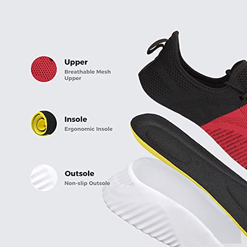 Slip On Sneakers For Men-Fashion Sneakers Walking Shoes Non Slip Lightweight Breathable Mesh Running Shoes Comfortable Red Buffalo 12.5 #TOP5