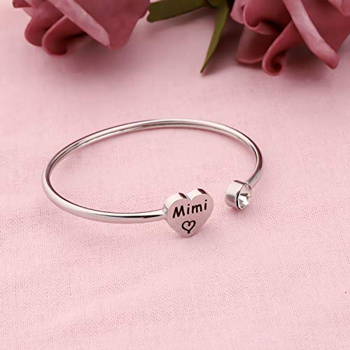 LQRI Mimi Bracelet Mimi Love Heart Charm Bangle Grandma Gift Grandmother Gift for Family Mimi Grandma Jewelry Birthday Gift4