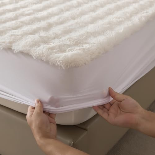 WhatsBedding Mattress Topper Cover (Only Cover) with Deep Pocket,King - 2