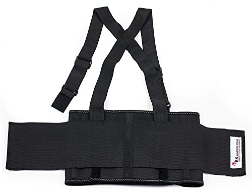 Rk Safety Rkbst11 Elastic Back Support Belt With Adjustable Shoulder Straps (Large, Black) #TOP2