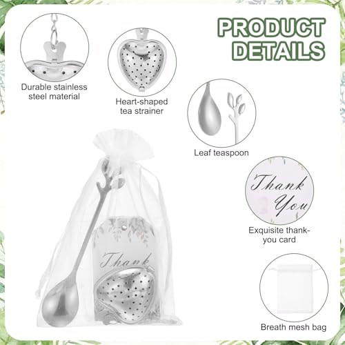 Boules à infuseur en forme de cœur pour souvenir de mariage rustique x25 - 4