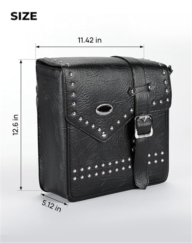Bolsa para basculante de moto Softail, alforja de cuero PU de 12L impermeable 5