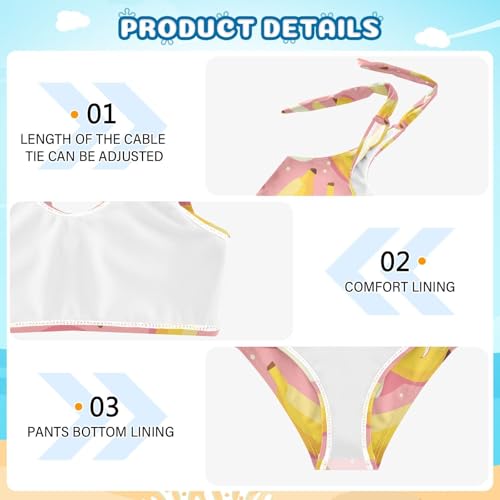KLL Bananas with Glasses Girls' 2 Piece Bikini Sets Scoop Neck Bathing Suit Swimming Suits Adjustable Shoulder Strap4