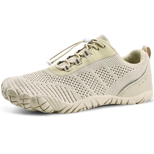 Image of WateLves Barefoot Water Shoes Men Women Wide Toe Box Minimalist Gym Sneakers Zero Drop Walking Shoes for Training Yoga Beach Hiking (Beige, 38)