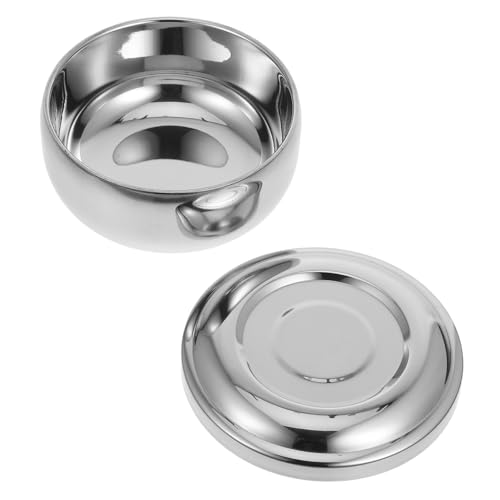 MUCKLILY Tazón De Jabón De Afeitar Taza De Jabón De Afeitar Tazón De Afeitar Barba Tazón De Afeitar Con Tapa Tazones De Jabón De Afeitar Taza De Afeitar Silver Acero Inoxidable