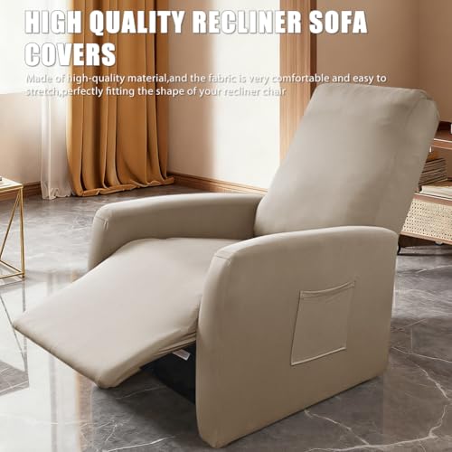 Miniatura 2 de Funda Elástica Para Sillón, Con Bolsillos, Impermeable, Funda De Sillón Relax, Sillon Relax Reclinable, Fundas Para Sillones Todo Incluido, 4 Piezas Extraíbles Y Lavables Fundas Protector, Moca Clara