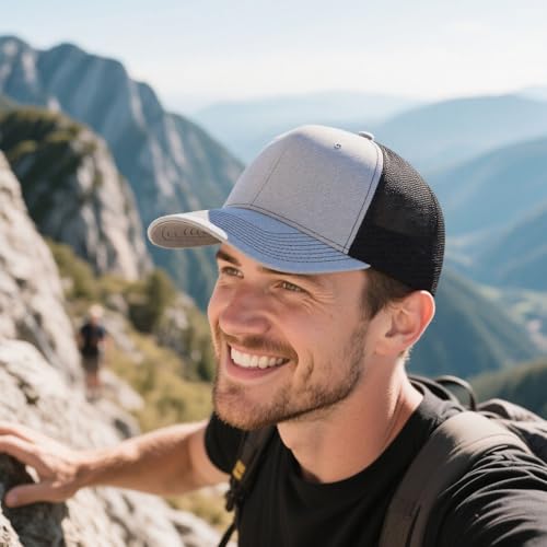 Image of 2-Pack Breathable Mesh Snapback Trucker Hats, Adjustable Baseball Caps for Men Women, Cotton-Poly Twill Outdoor