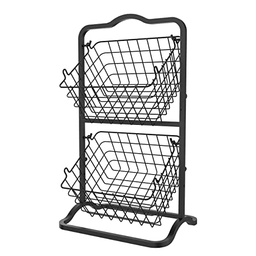 Oceanstar 2-Tier Storage Kitchen Wire Basket Stand, Black - 2FB1927