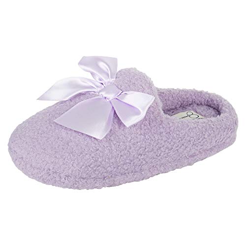Jessica Simpson Women's Plush Marshmallow Slide on House Slipper Clog with Memory Foam, Lilac, Small