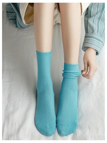 Image of OYOANGLE Women's 4 Pairs Striped Print Breathable Lightweight Ankle Socks Set Simple Casual Sock Gift Blue 36-39