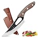 Produktbild Küchenmesser Scharf, Kochmesser Handgeschmiedet, Ausbeinmesser 15cm-Scharfe Edelstahlklinge mit Lederscheide & Ergonomischer Griff(Braun)