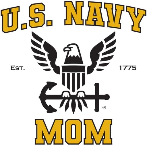 CafePress U.S. Navy Mom Black and Gold Small Die Cut Sticker, 3"x4" Glossy Finish