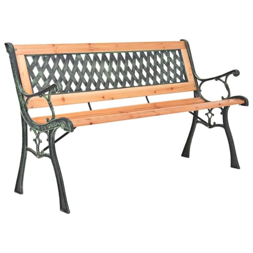 Tidyard Banco de Jardín,Banco jardineria,Banco Jardin Exterior,Sofa Jardin,Silla Exterior,Banco Jardin,Banco de jardín Hierro Fundido y Madera Maciza de Abeto 116 cm 2##