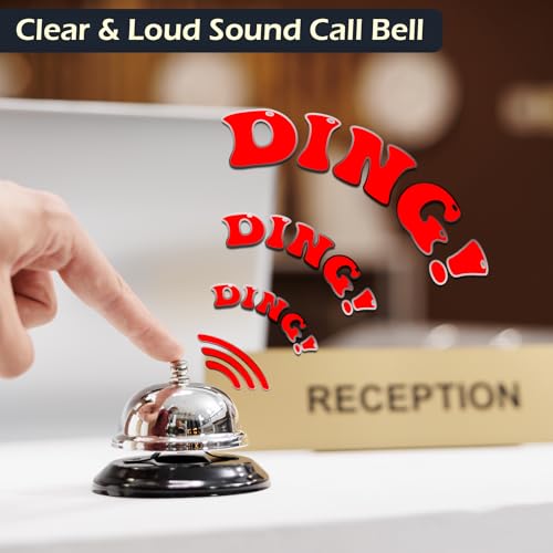 Home-X Stainless Steel Service Bell - Sleek Metal Call Bell for Reception, School, Kitchen, Shop, Restaurant, Hospitals and Dog Training - Ring Bell for Service - Silver Bell