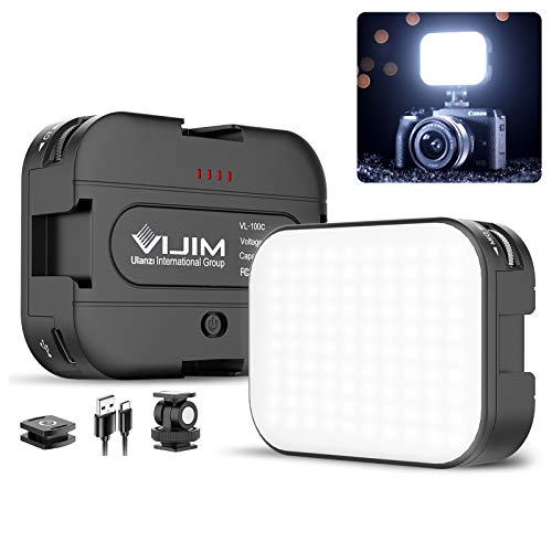 2 Pack VIJIM VL100C Bi-Color LED Video Light on Camera,Mini Rechargeable 2000mAh LED Camera Lights,CRI95+ Dimmable 2500-6500K Ultra Bright Photo and Video Lighting,LED Fill Lamp