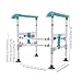 Toilet Safety Rails, Adjustable Height & Width Toilet Safety Frame, Foldable Handicap Toilet Handles for Seniors, Handicap, Disabled, 360° Rotatable Clamps, Fit Most Toilets (330 LBS Blue)