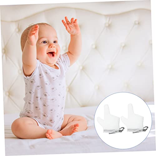 Kisangel 1 Par De Luvas Anti-Comer Luvas De Bebê Nylon Branco Infantil Parar De Chupar Luvas De Dedo