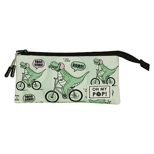 Oh My Pop! Dinorrr-2.0 FAN Triple Pencil Case, Green, Military Green - Image 2