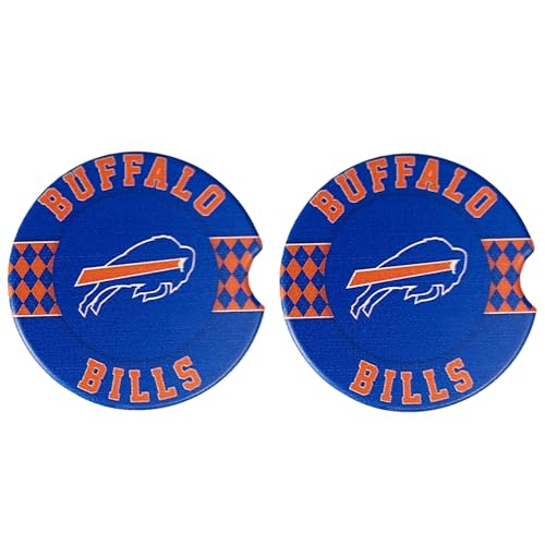 Fan Creations Buffalo Bills Set of 2 Car Coasters Removable Absorbent Ceramic Stone Coasters - Ideal Gift for Students, Alumni and Everyday Fan - Show Your NFL Team Spirit