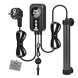 EXLECO Calentador Acuario Tubular de Titanio de 50 W con Controlador de Pantalla LED y Sensor de Temperatura, Calentador de Acuario de Temperatura Ajustable, Adecuado para Peceras de 20-40 L