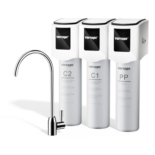 Under Sink Water Filter System - NSF Certificated,3-Stage Filtration, 1 Stainless Steel Faucet,Water Purifier for Kitchen, Reduces PFAS, PFOA/PFOS, Fluoride, Chlorine, Bad Taste & Odo, F01(3 Filters)