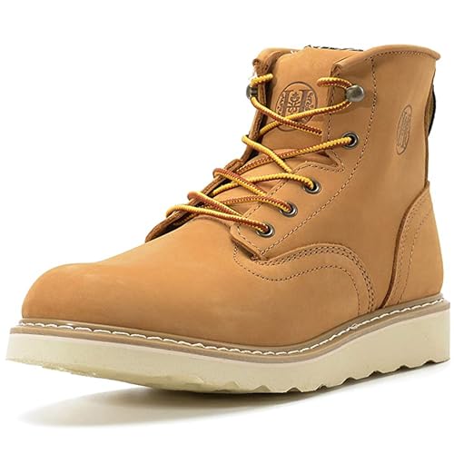 Image of CONRAD Wheat Nubuck Work Boot Collection: Sturdy, Soft Toe, Slip-Resistant Safety Shoes for Men
