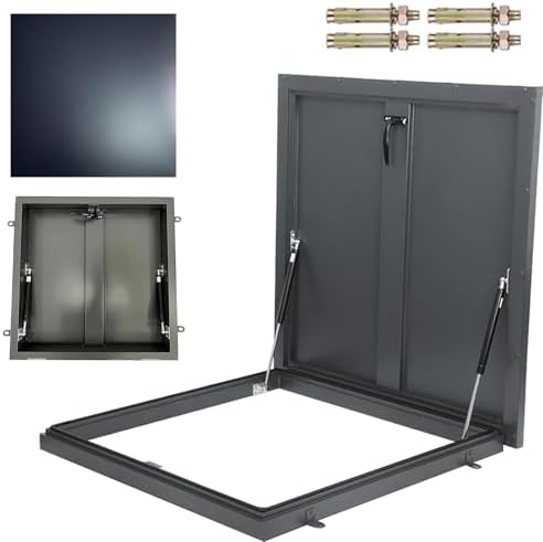Aluminum Roof Access Hatch with Recessed Ribs, Internal Handle, Lock Latch, Rainproof Design, Easy Installation for Secure and Safe Rooftop Access