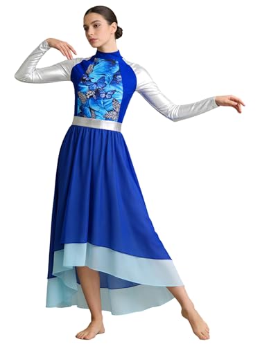 Robe de danse de louange asymétrique à bords irréguliers pour femme