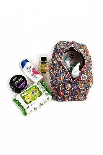 Image of Block N Style's Travel Hanging Toiletry Bag Pouch Dopp Kit for Men and Women Organizer for Cosmetics, Makeup Brushes, Jewelry, Shaving Tools and Travelling Accessories - Dark Blue