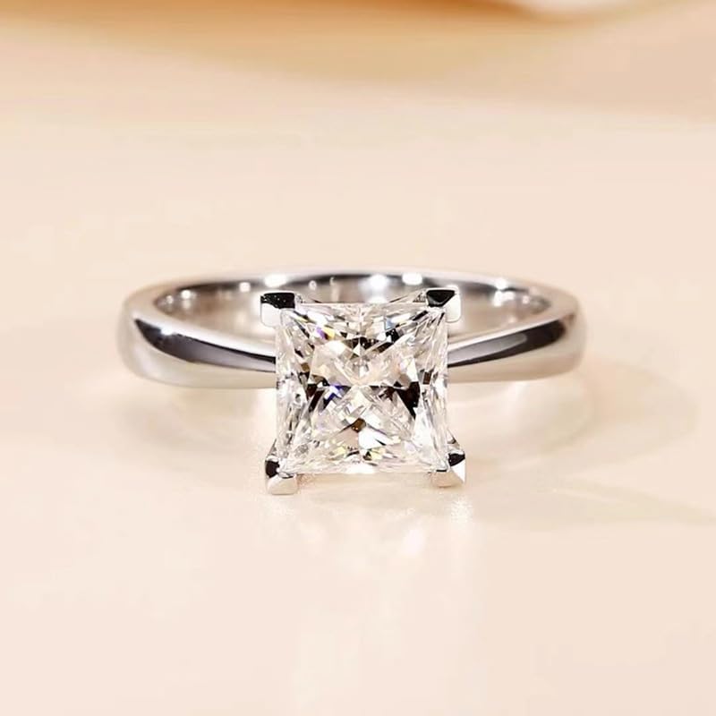 Htayekog Promise Rings for her,Gold Plated Square Engagement Rings,Classic White Gold Promise Ring Diamond Ring Princess Ring Cubic Zirconia Promise Eternity Ring for Women,Wedding Bands?6?