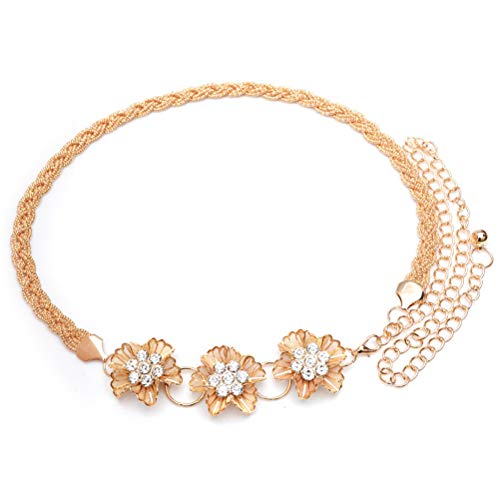 Cinto FENICAL para vestido de corrente de flor de cristal, cinto para casamento (dourado)