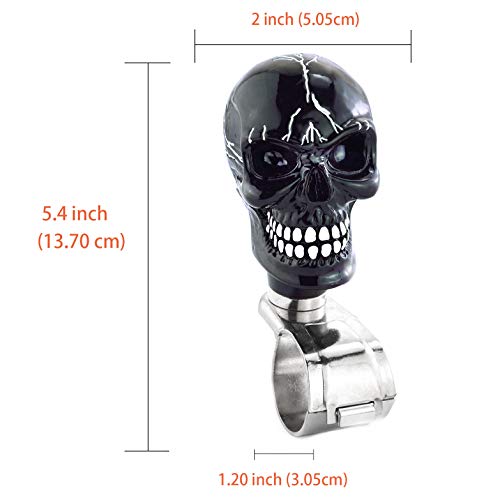 Arenbel Steering Booster Suicide Brody Knob Skull Shape Car Wheel Turning Spinner Assist Grip Handle Fit Most Vehicles Trucks Boats, Black
