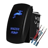 BACAUTOPARTS Blue Backlit Water Pump Rocker Switch Freshwater Tank 5Pin On Off Toggle Switch for Car Boat Marine Pontoon RV Camper Travel Trailer 12V 24V