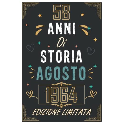TACCUINO, 58 ANNI DI STORIA AGOSTO 1964 EDIZIONE LIMITATA: Regali Compleanno Uomo e Donna, 58 Anni di Compleanno Regalo Uomo e Donna 58 Anni, Regalo per lui/lei, Taccuino da 120 pagine