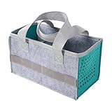 Carrying Case for Tonies Box Starter Set, Folding Carry Bag Portable Holder Carrier Felt Travel Organizer with Handle Accessories for Toniesbox Kids Musical Toy Storage & Carrying (Gray + Lake Blue)